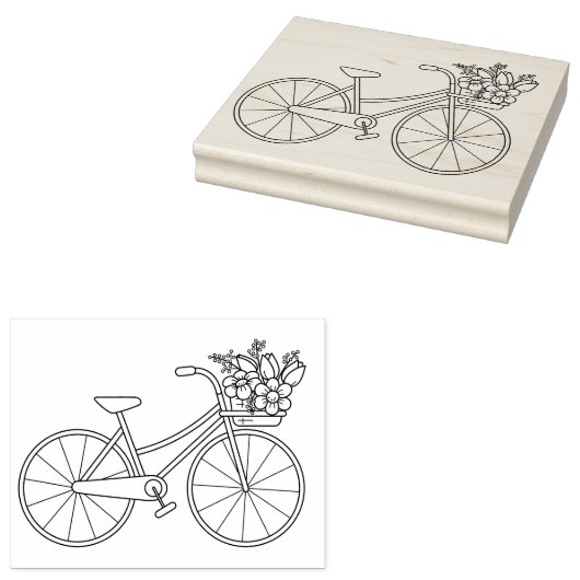 花籠塗りページ付き自転車 ラバースタンプ (押印)