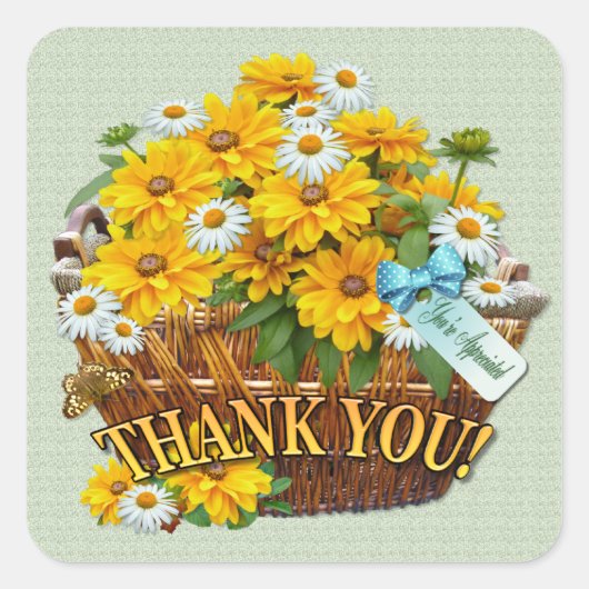 花籠~四角シール スクエアシール (正面)