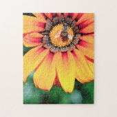 花粉を集めるミツバチの極端なクローズアップ ジグソーパズル (縦)