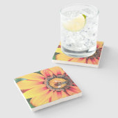 花粉を集めるミツバチの極端なクローズアップ ストーンコースター (横)