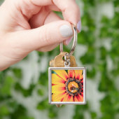 花粉を集める蜂のアップ キーホルダー (手)