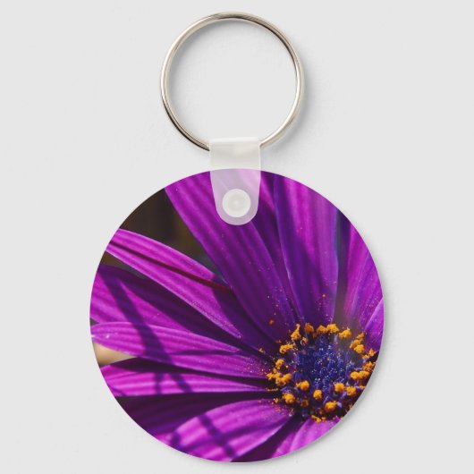 花粉キーチェーン付きの紫色の花 キーホルダー (正面)