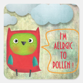 花粉症の甘い鳥のピエロ素朴アレルギーだ スクエアシール