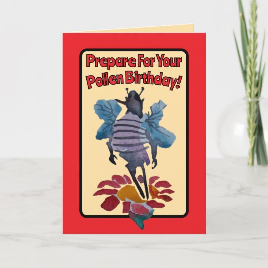 花粉誕生日の準備をする カード (正面)