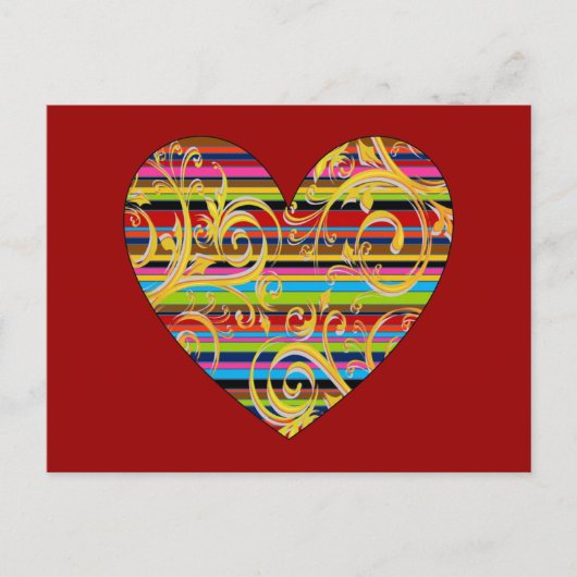 花紋のストライプ ポストカード (正面)