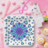 花紙付きバレンタインプレートハート ペーパープレート (パーティー)