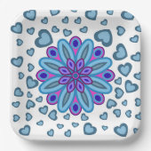 花紙付きバレンタインプレートハート ペーパープレート (正面)