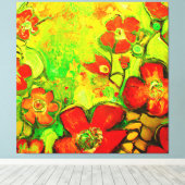 花素晴らしのカラフルアートワーク キャンバスプリント (インサイチュ (ウッドフロア))