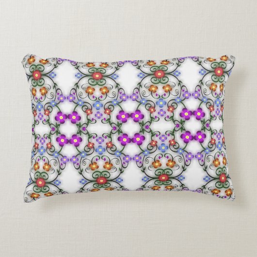 花素晴らしレースのようのピンク アクセントクッション (正面)