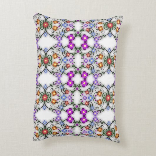 花素晴らしレースのようのピンク アクセントクッション (裏面(縦))