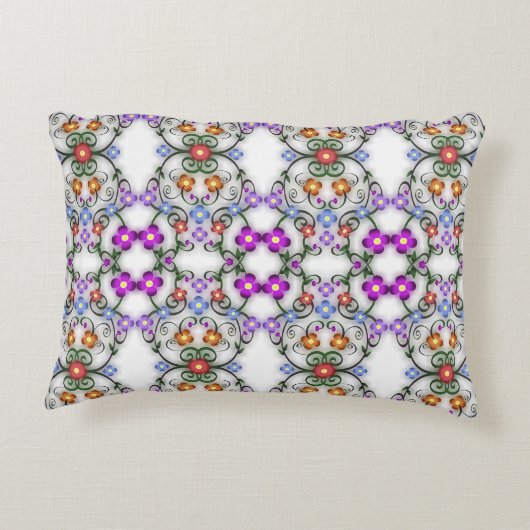 花素晴らしレースのようのピンク アクセントクッション (裏面)