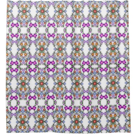 花素晴らしレースのようのピンク シャワーカーテン (正面)