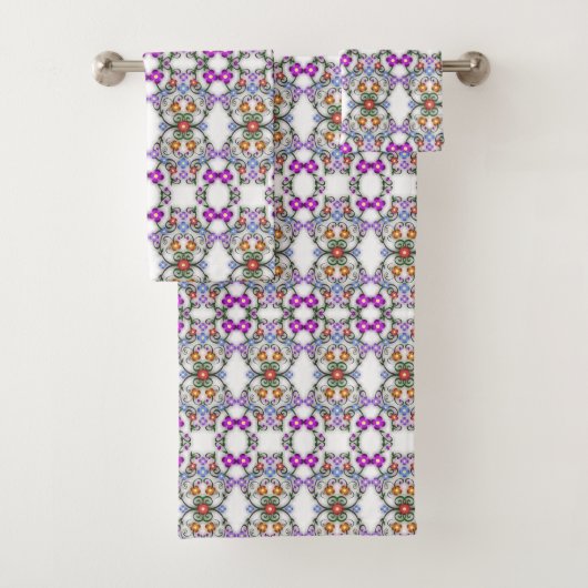 花素晴らしレースのようのピンク バスタオルセット (インサイチュ)