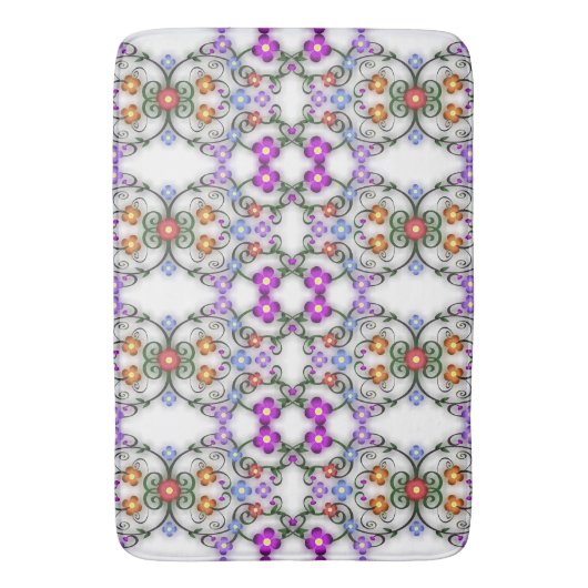 花素晴らしレースのようのピンク バスマット (正面縦)