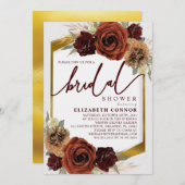 花素朴とパンパスグラスブライダルシャワー 招待状 (正面/裏面)