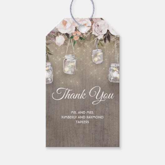 花素朴とメイスンジャー結婚ライト ギフトタグ (正面)