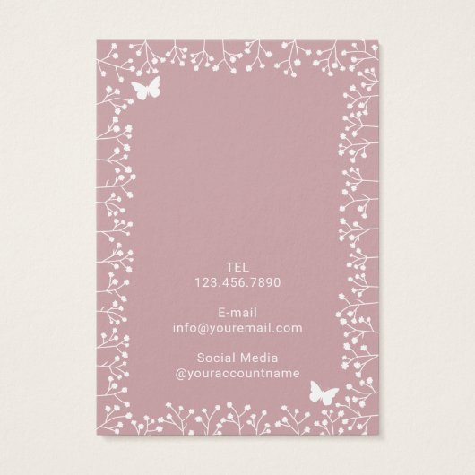 花素朴と蝶ほこりっぽいピンクのイヤリング (裏面)