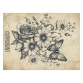 花素朴と蝶 – 熟成紙(6) テーブルクロス (正面(横))