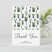 花素朴のサボテンのポットパタ結婚ーン サンキューカード (スタンド正面)