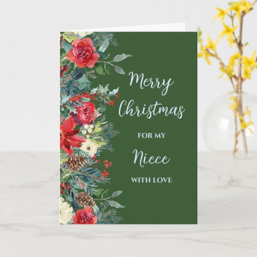 花素朴の姪のメリークリスマス カード (黄色い花)