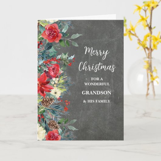 花素朴の神様と家族メリークリスマス カード (黄色い花)