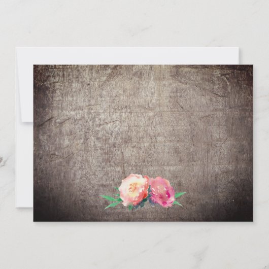 花素朴の花束のあるメイスン結婚ジャー 招待状 (裏面)