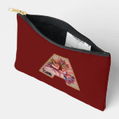 花素朴イニシャルAブルゴーニュ アクセサリーポーチ (見開き)