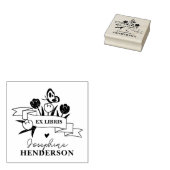 花素朴カスタムBoho Ex Libris Library Book ラバースタンプ (押印)