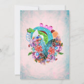 花素朴ハートメキシコの結婚式の日付を保存 招待状 (裏面)