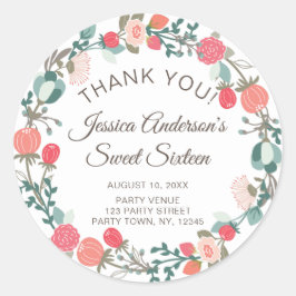 花素朴リースSweet sixteenありがとう ラウンドシール