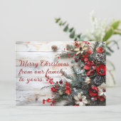 花素朴付きクリスマスグリーティングカード シーズンカード (スタンド正面)