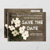 花素朴付きフェンス結婚式の日付を保存 案内ポストカード (正面/裏面)