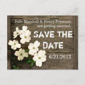 花素朴付きフェンス結婚式の日付を保存 案内ポストカード (正面)