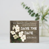 花素朴付きフェンス結婚式の日付を保存 案内ポストカード (スタンド正面)