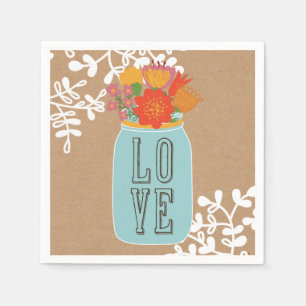花素朴付きメイソンジャーLOVE on Craft紙 スタンダードカクテルナプキン