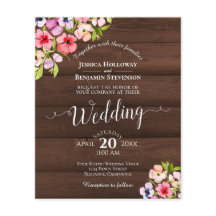 花素朴付き木材BUDGET結婚式招待状