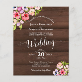 花素朴付き木材BUDGET結婚式招待状