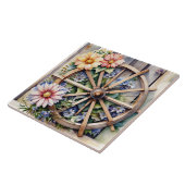 花素朴付き木製車輪 タイル (側面)