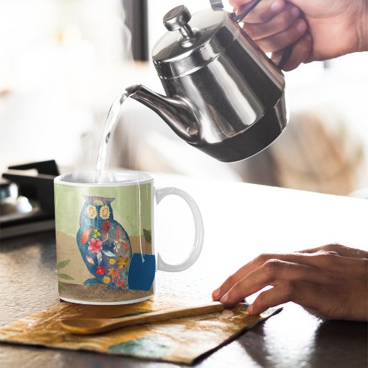 花素朴付き秋のフクロウ感動的 コーヒーマグカップ