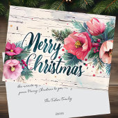 花素朴付き聖降誕祭お祝いカード シーズンカード