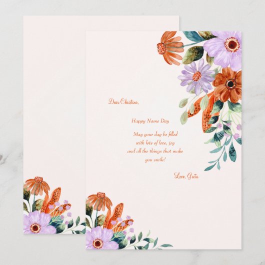 花素朴名Day Card 招待状 (正面/裏面)