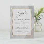 花素朴岩自然石の水色スプラッシュ 招待状 (スタンド正面)