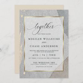 花素朴岩自然石の水色スプラッシュ 招待状