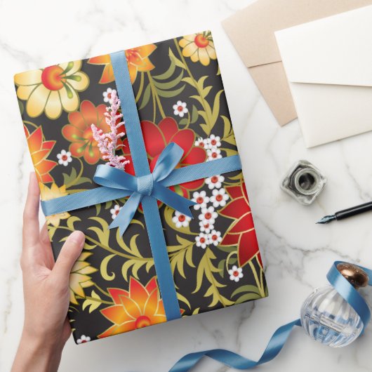 花素朴柄包み紙 ラッピングペーパー (ギフト)