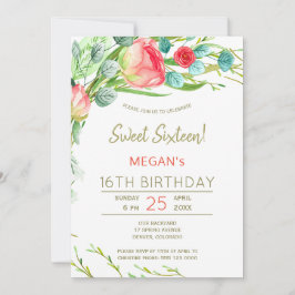 花素朴水色モダンsweet sixteen 招待状