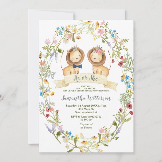 花素朴獅子の性別が明かす 招待状 (正面)