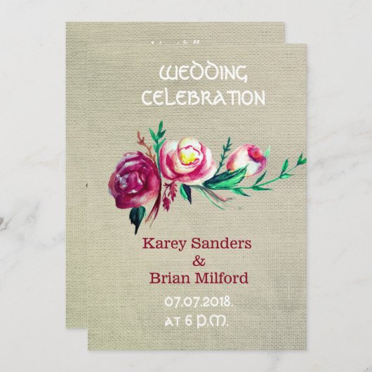 花素朴結婚式招待状 招待状 (正面/裏面)