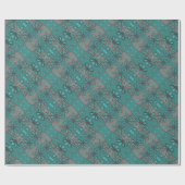 花素朴花抽象芸術花柄ティール(緑がかった色)灰色 ラッピングペーパー (フラット)