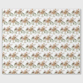 花素朴花束と花瓶の模様 ラッピングペーパー (フラット)