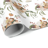 花素朴花束と花瓶の模様 ラッピングペーパー (ロールコーナー)